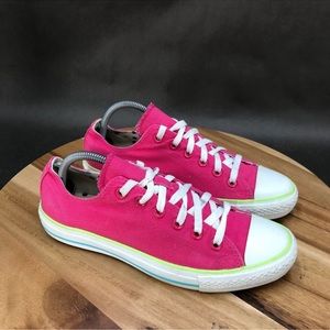 Converse Chuck Taylor All Star Ox Pink Canvas Skate Shoes Lace Up Womens Size 10
